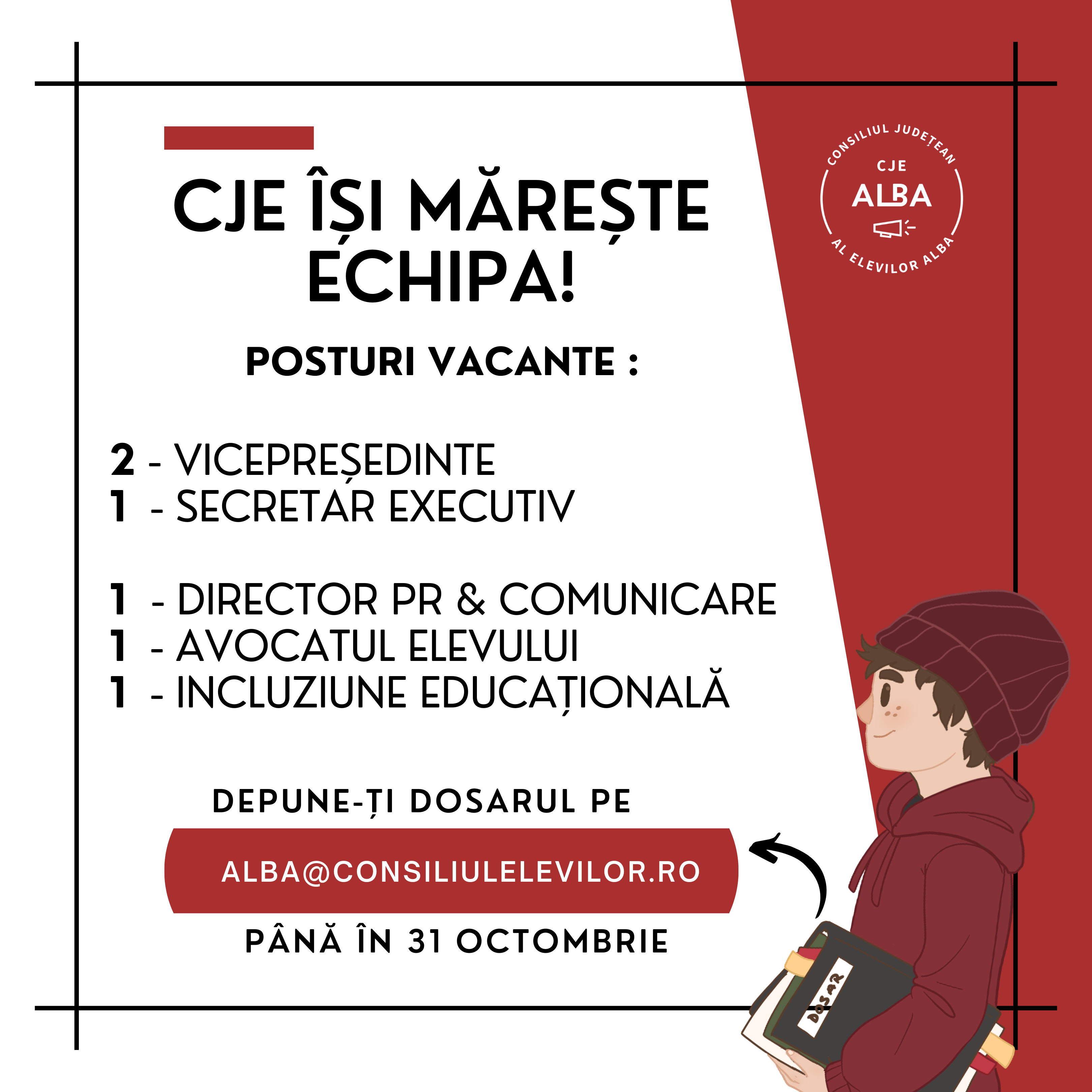 CJE Alba dă startul reorganizării interne și anunță posturile libere din cadrul Biroului executiv, cât și pe filiera departamentelor